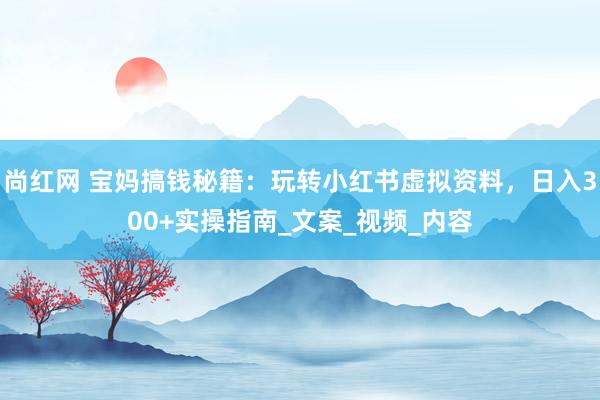 尚红网 宝妈搞钱秘籍：玩转小红书虚拟资料，日入300+实操指南_文案_视频_内容